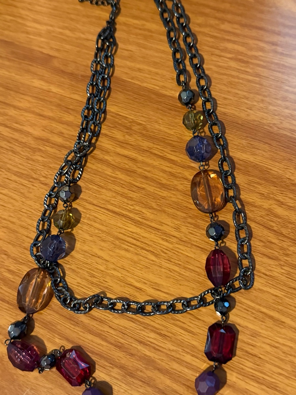 Multicolor Beaded Chain Necklace - Elegant Layered Women's Jewelry